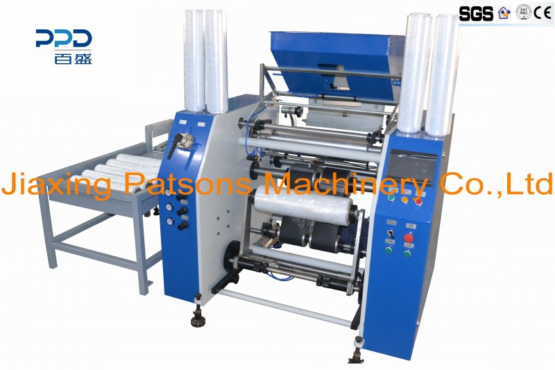 Automatic stretch film rewinding machine